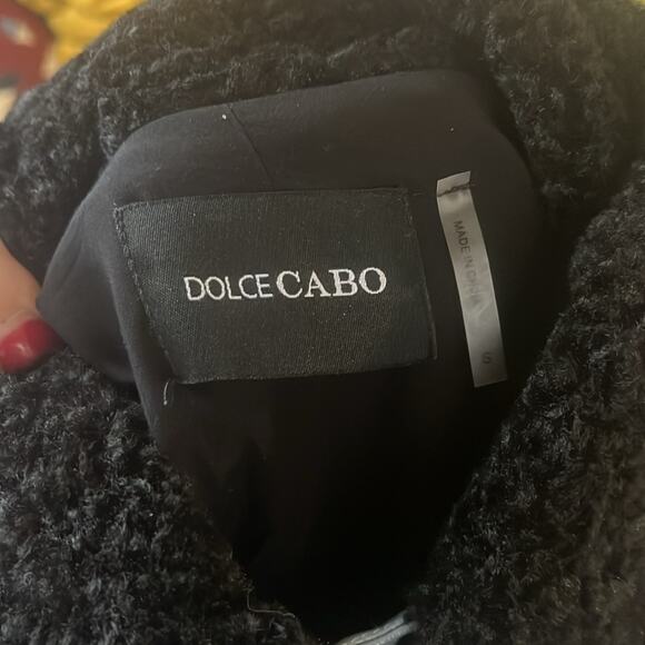 DOLCE CABO Womens Aviator Jacket Medium Blue Patent Leather Bomber Sherpa Y2k S - Picture 2 of 8